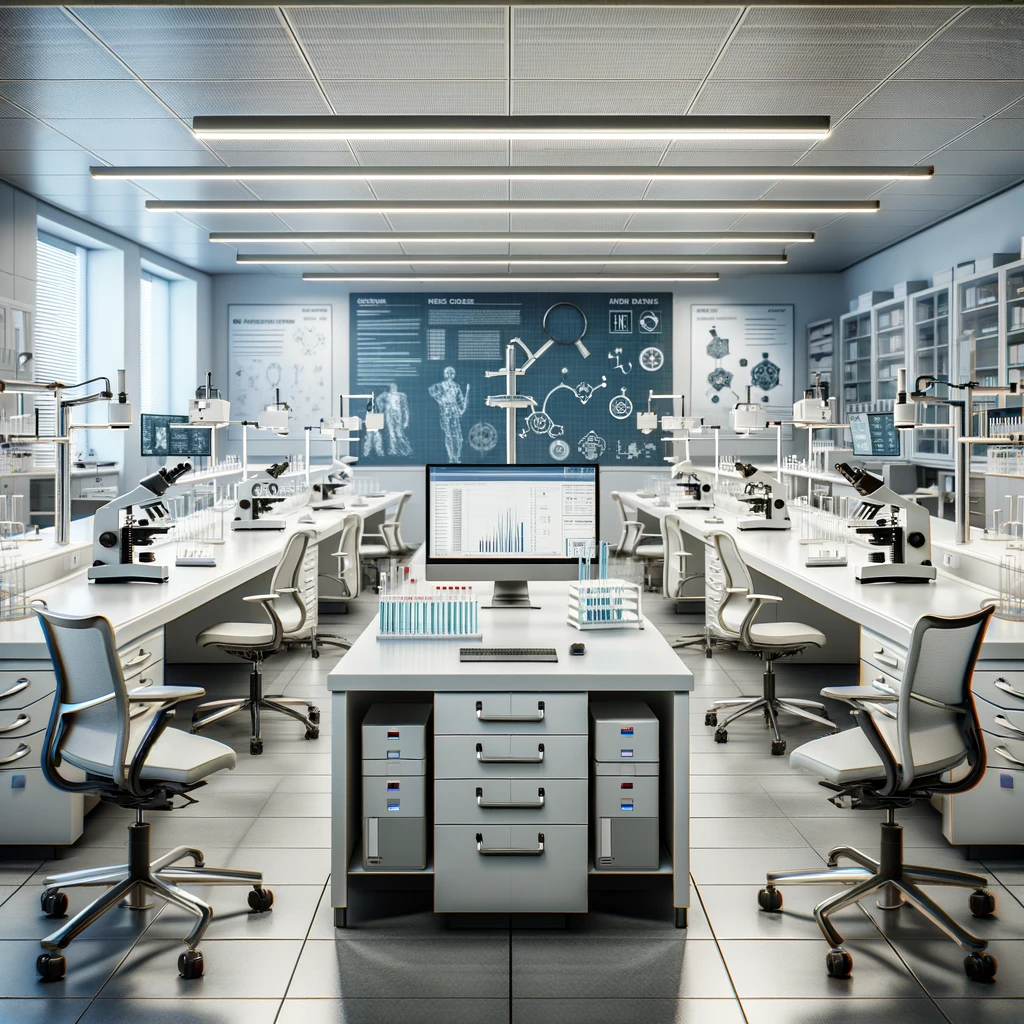 Image of a laboratory to promote our resource centre for all things office chair related, including product data sheets, how to guides and desk chair review.