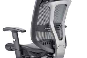 close up  view of back of Lochie Mesh Back Office Chair with Height Adjustable Arms in Black