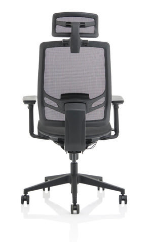 Back view Moray High Mesh Back Office Chair with Arms and optional headrest in Black
