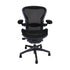 The Herman Miller Aeron, Size B, Full house has been refurbished to near factory standards. A mesh chair with every adjustment you would ever require to provide the perfect ergonomic experience. Adjustable arms, Adjustable height and Lumber and in Graphite. This is a Front view .