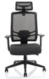 Front on view of the Moray office chair in black with headrest